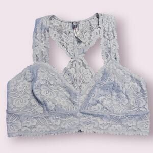 Intimately FP Galloon Lace Racerback Bralette S Silver